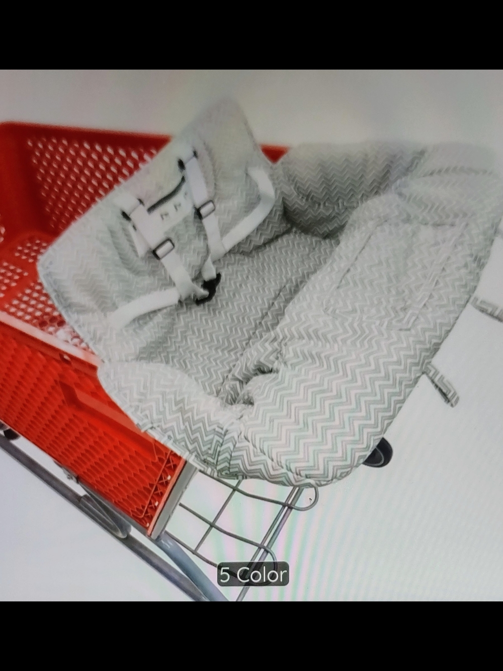 Gray Chevron Shopping Cart Baby Seat, High Chair Cover with Safety Straps